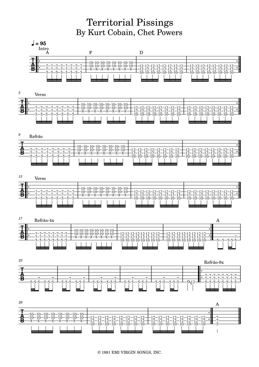Territorial Pissings Bass Guitar scores gallery preview page 1
