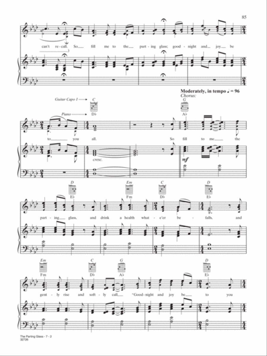 The Parting Glass Piano, Vocal, Guitar scores gallery preview page 2