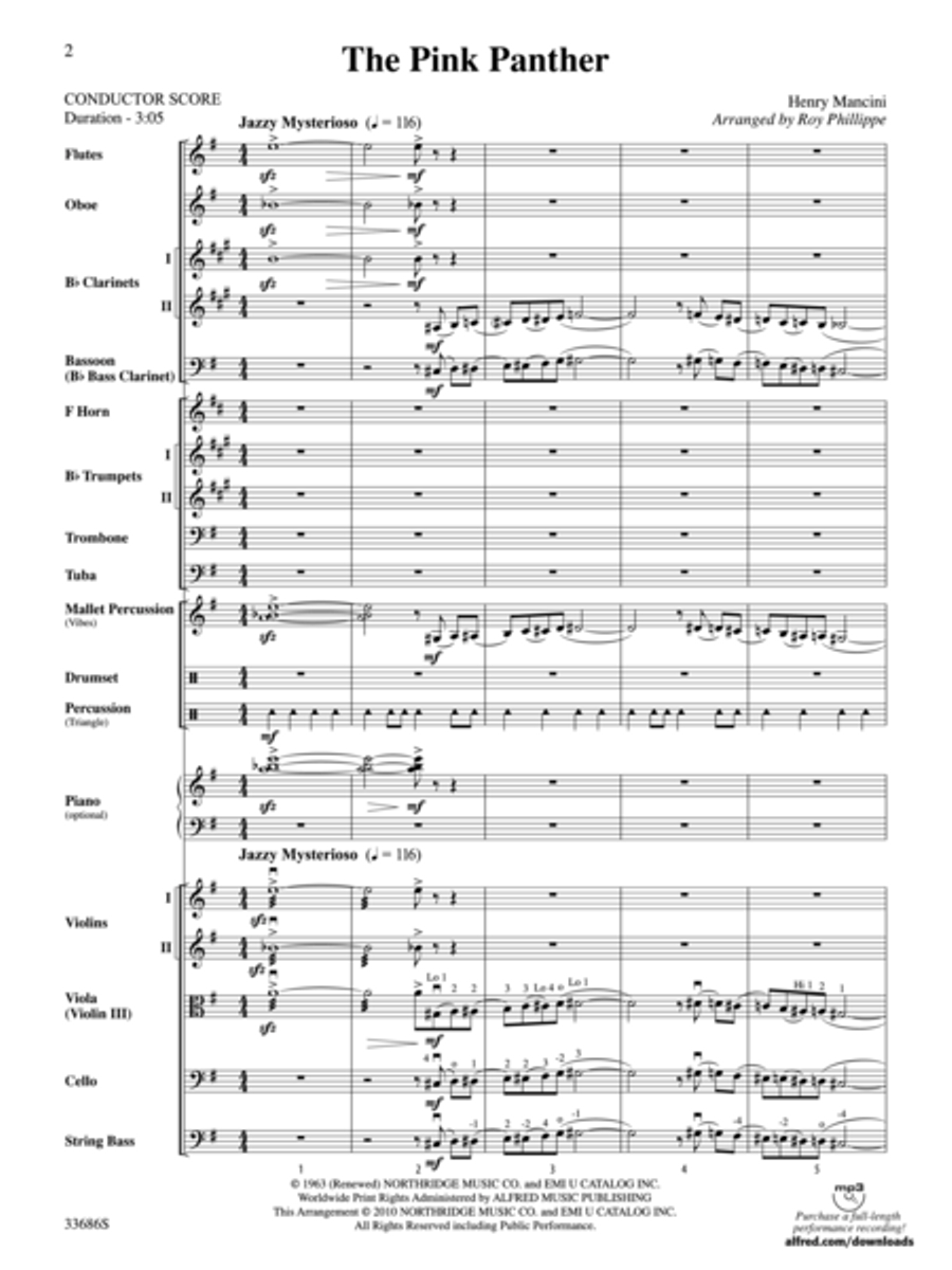 The Pink Panther The Pink Panther Full Orchestra scores gallery preview page 2