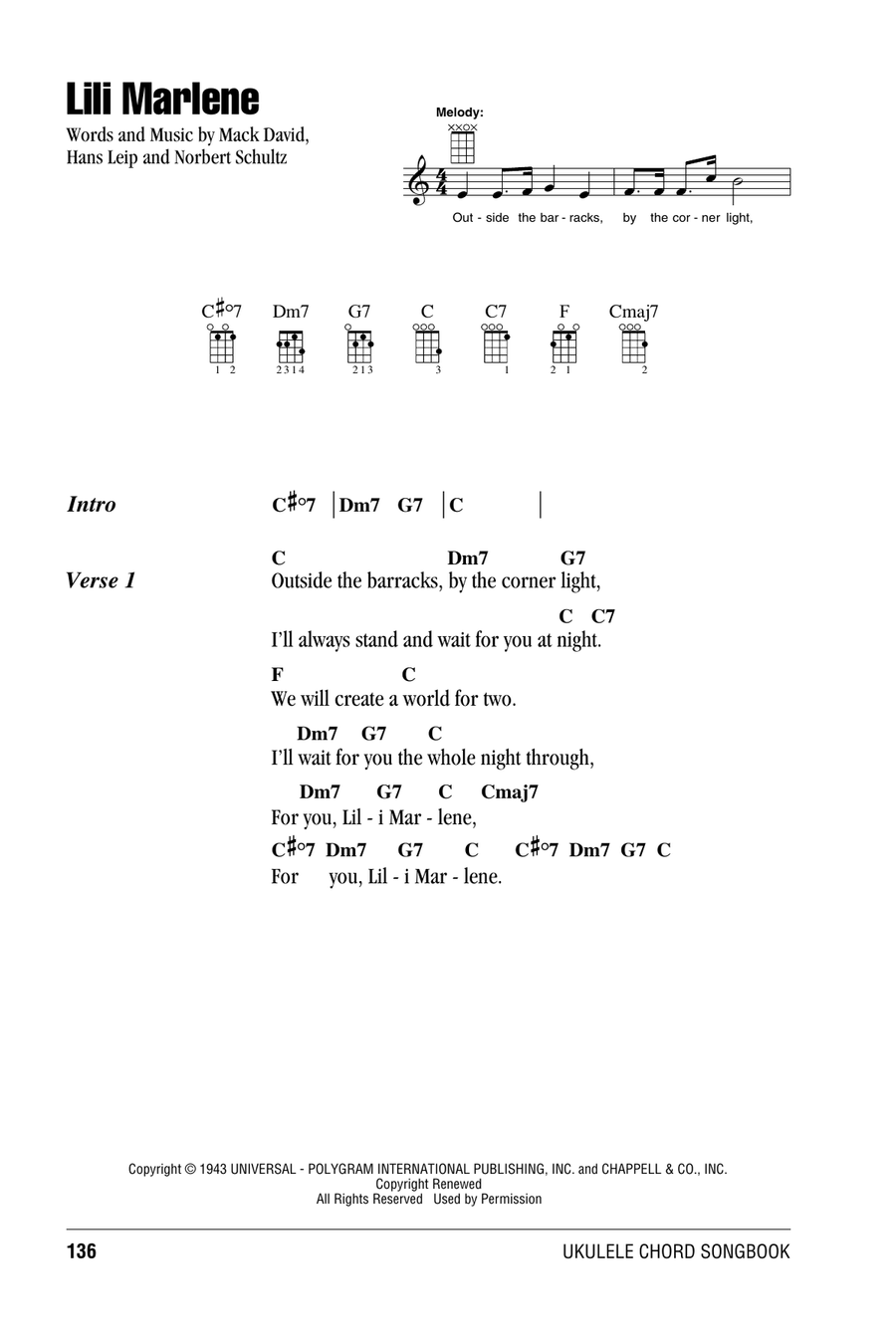 Lili Marlene Ukulele scores gallery preview page 1