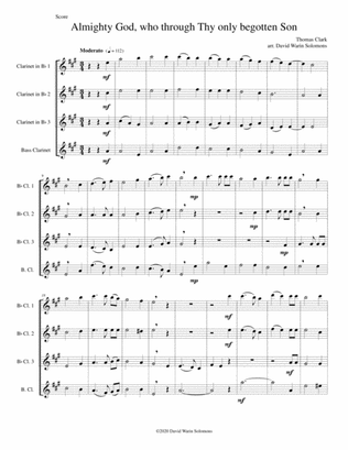 Almighty God, who through thy only begotten Son (Easter motet) for clarinet quartet