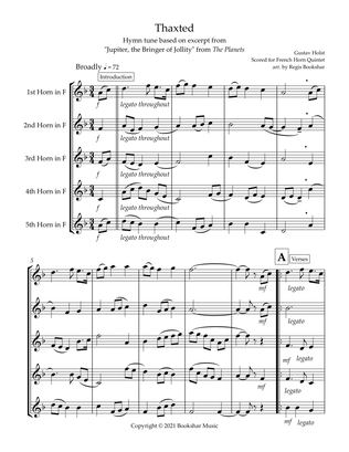 Thaxted (hymn tune based on excerpt from "Jupiter" from The Planets) (Bb) (French Horn Quintet)