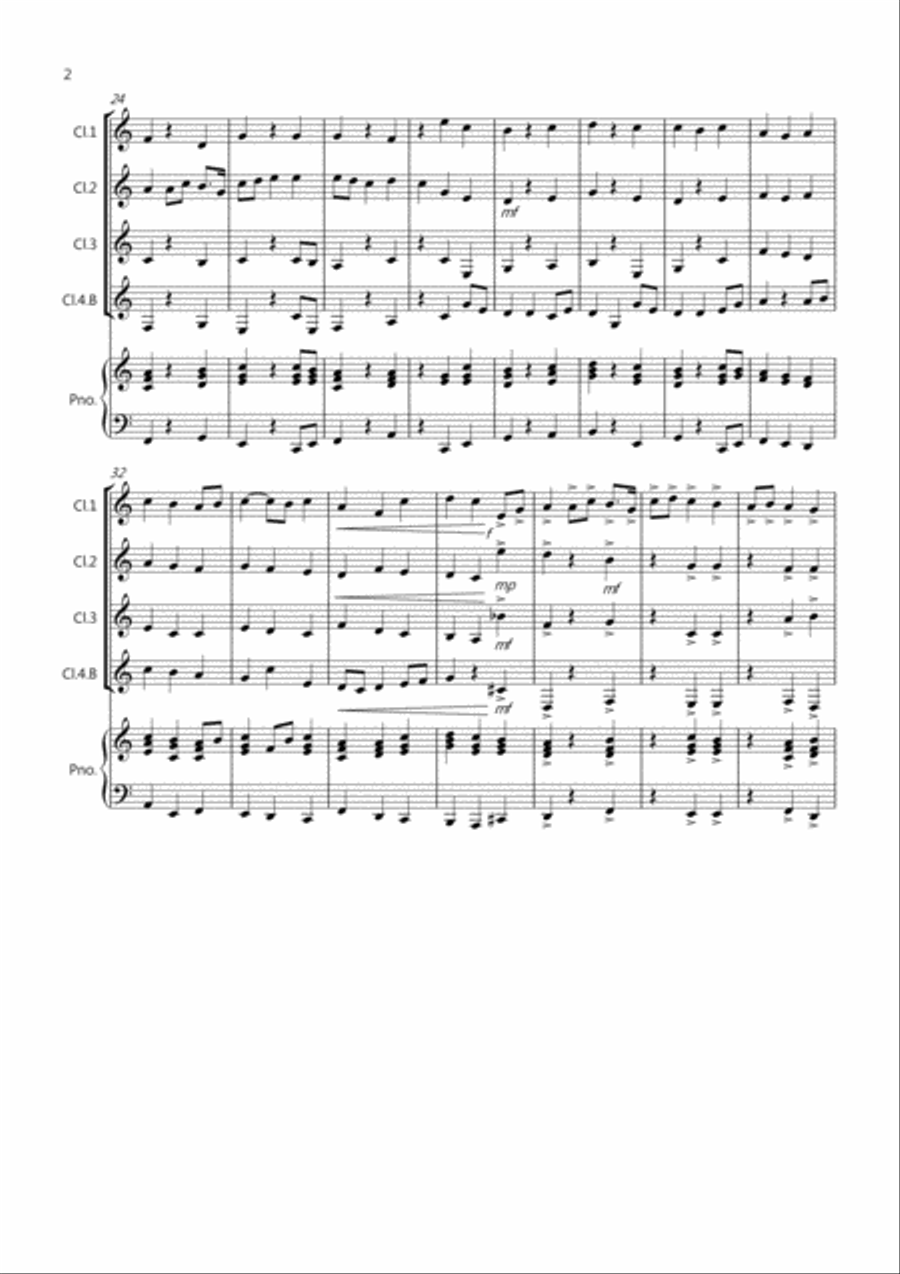Jupiter Hymn for Clarinet Quartet Clarinet Quartet scores gallery preview page 2