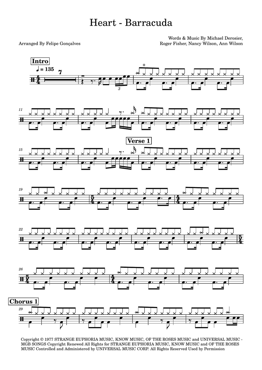 Barracuda Drum Set scores gallery preview page 1