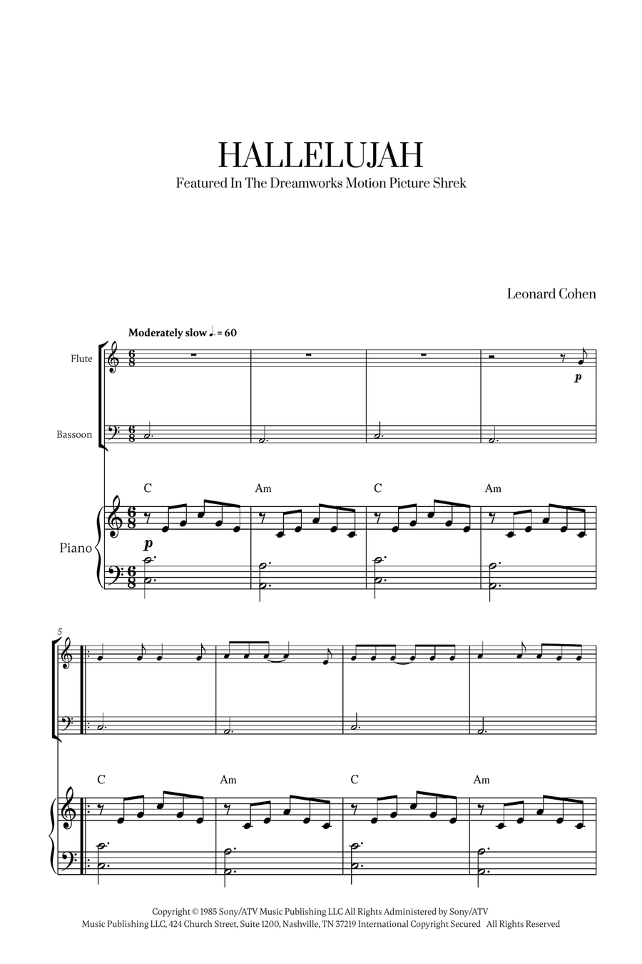 Hallelujah Woodwind Duet scores gallery preview page 1