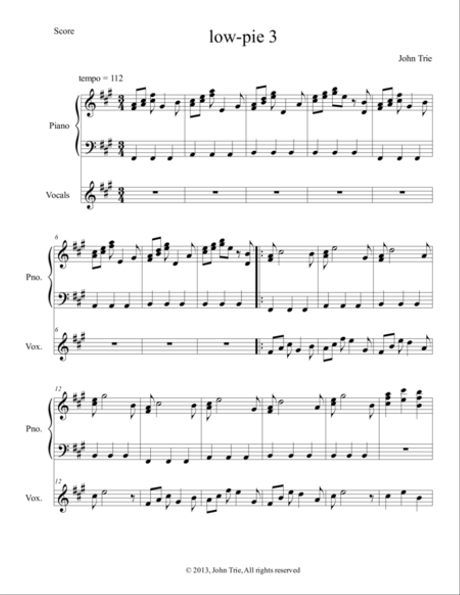 Low Pie 3 Low Pie 3 Voice scores gallery preview page 1