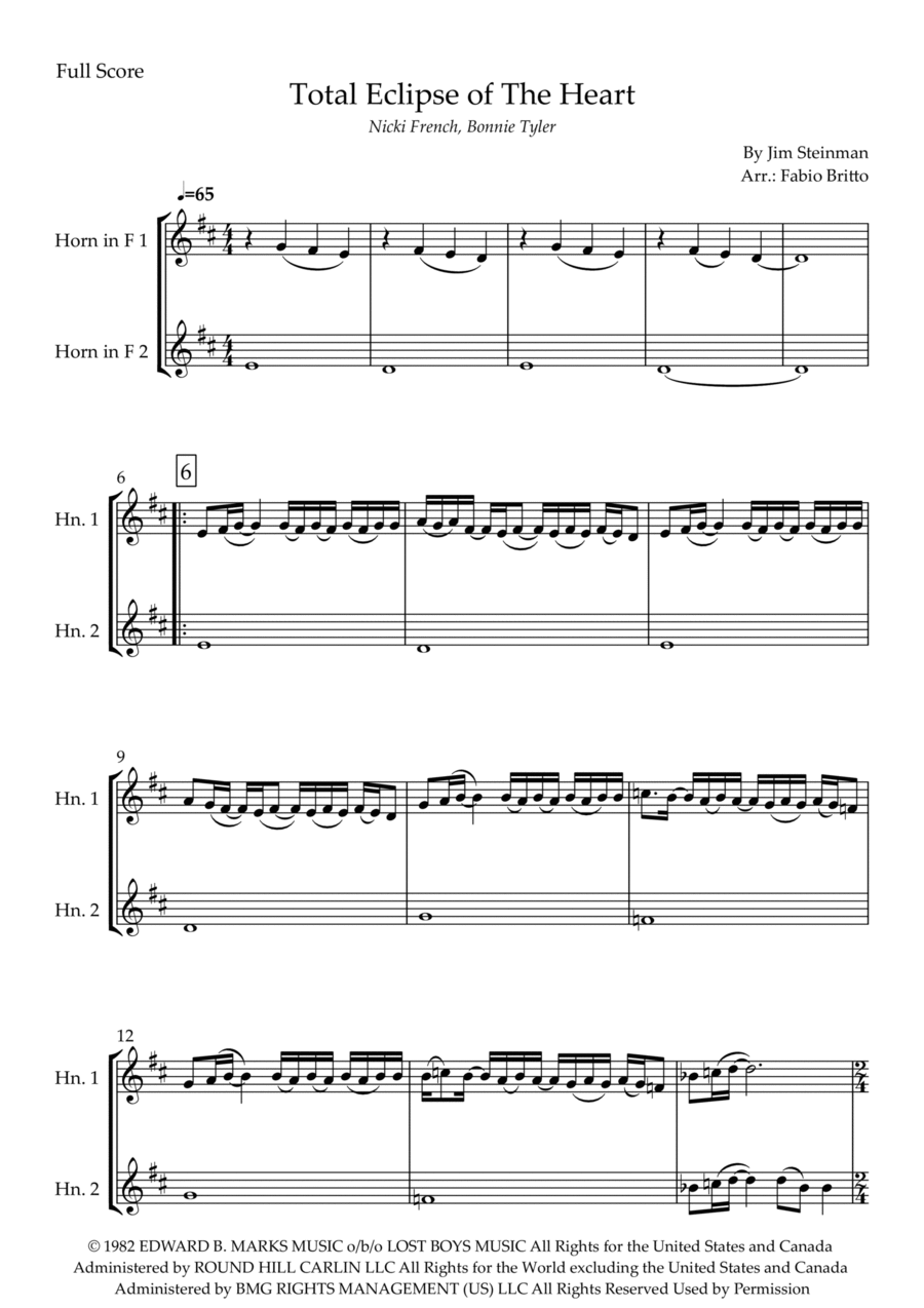 Total Eclipse Of The Heart Brass Duet scores gallery preview page 1