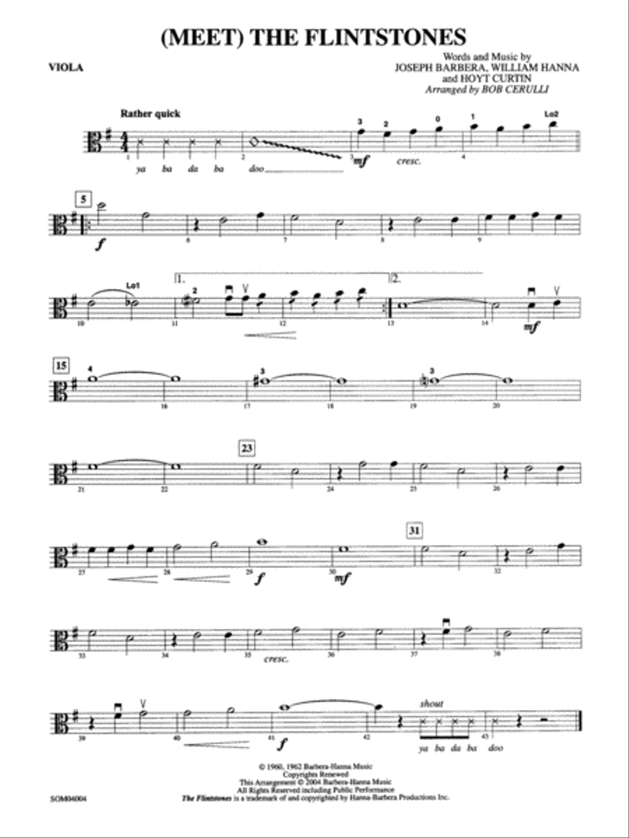 (Meet) The Flintstones: Viola String Orchestra scores gallery preview page 1