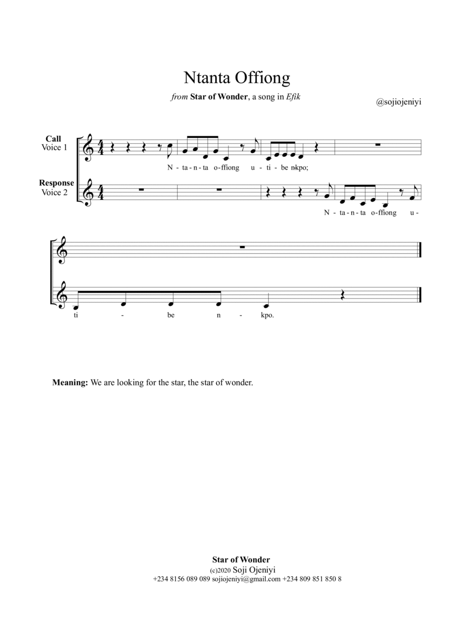 Nta Nta Offiong Nta Nta Offiong Easy Piano scores gallery preview page 1