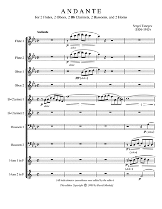 ANDANTE for 2 flutes, 2 oboes, 2 Bb clarinets, 2 bassoons, and 2 horns