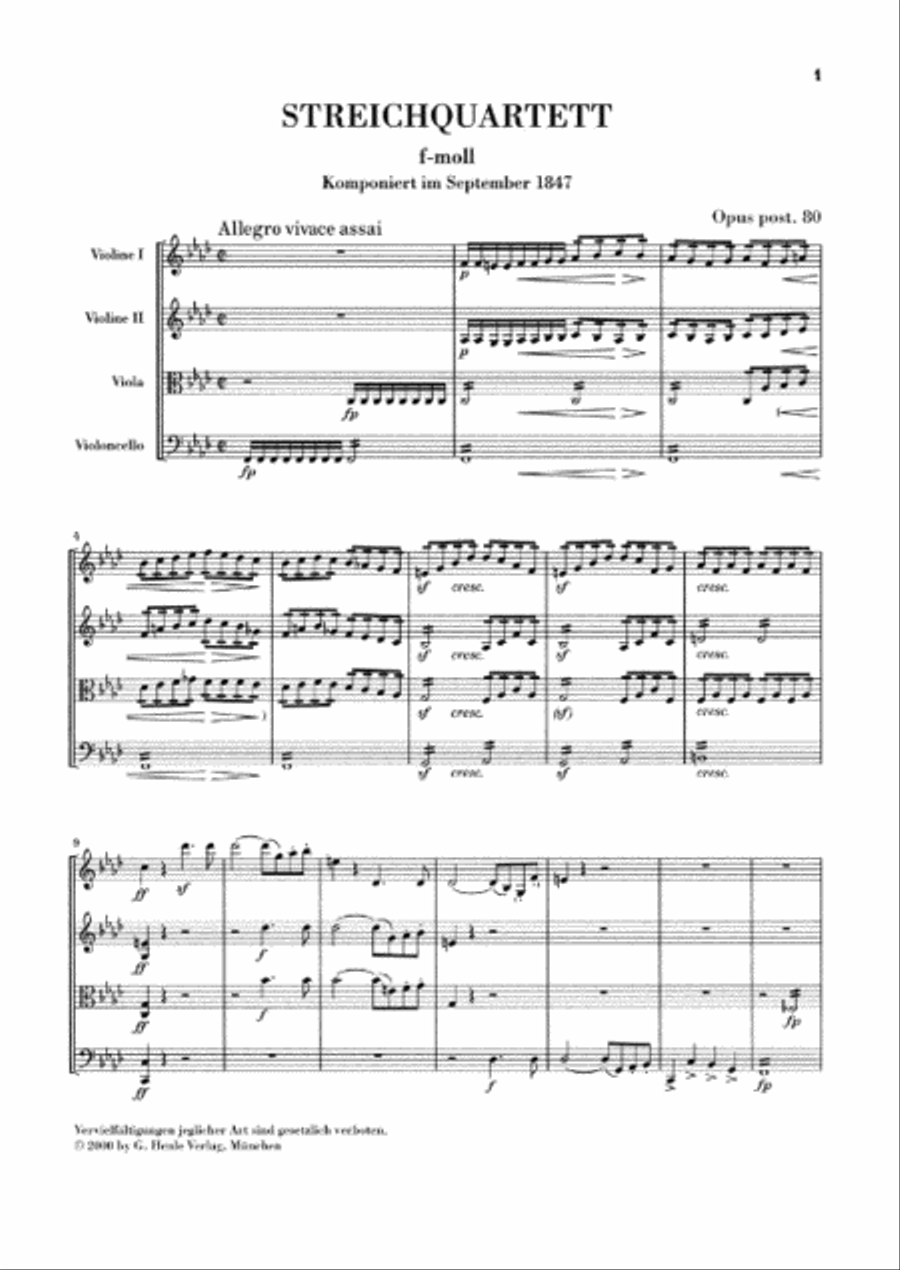 String Quartet F Minor Op. Posth. 80 String Quartet scores gallery preview page 2