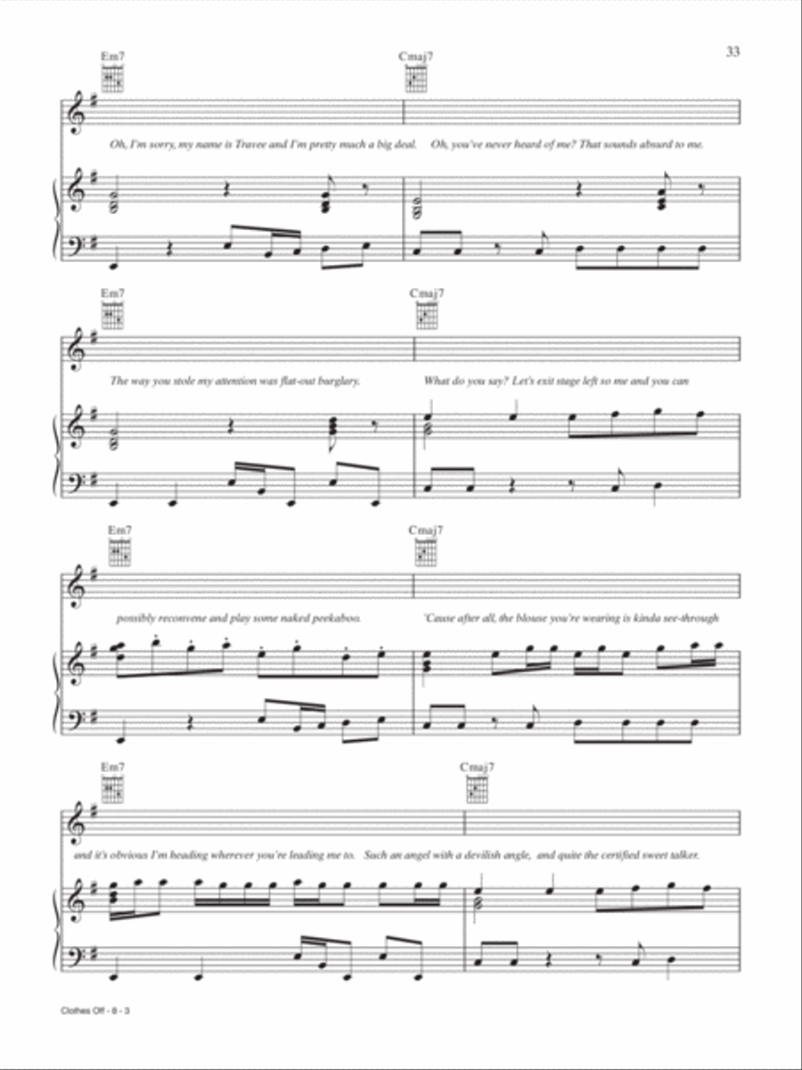 Clothes Off Piano, Vocal, Guitar scores gallery preview page 3