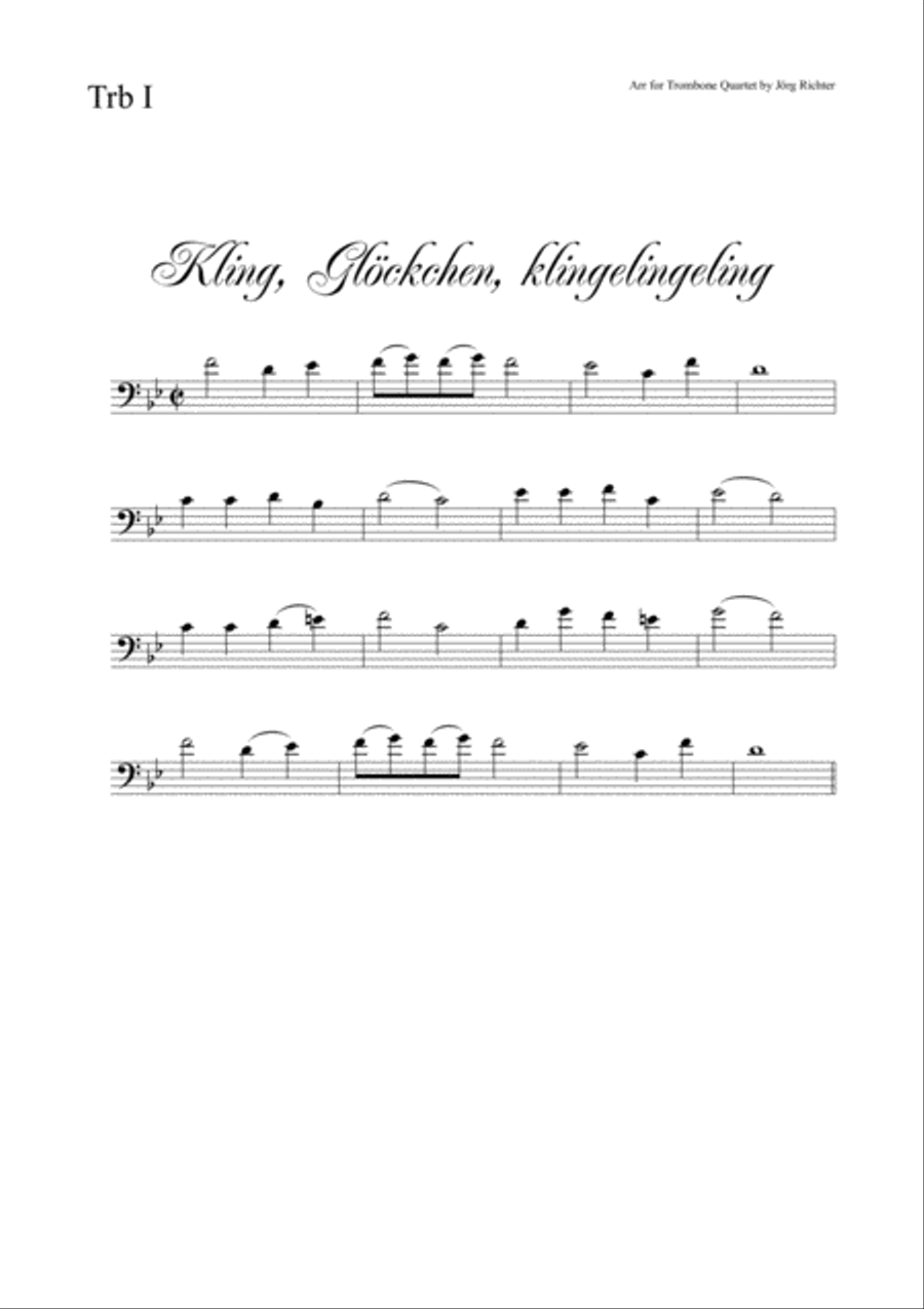 Ring, little Bell (Kling, Glöckchen; German Christmas Carol) for Trombone Quartet Brass Quartet scores gallery preview page 3