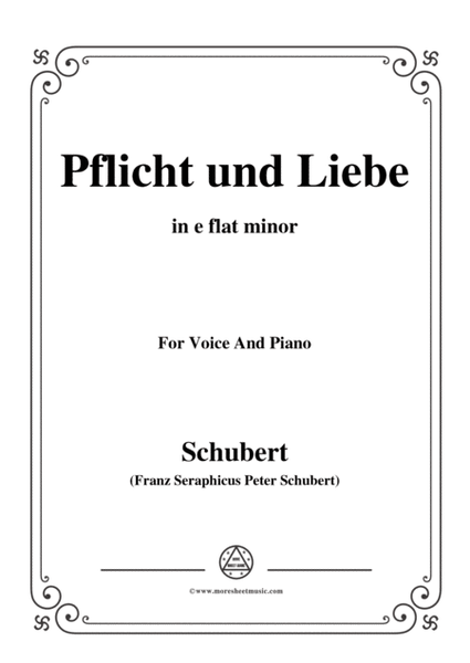 Schubert-Pflicht und Liebe,in e flat minor,for Voice and Piano image number null
