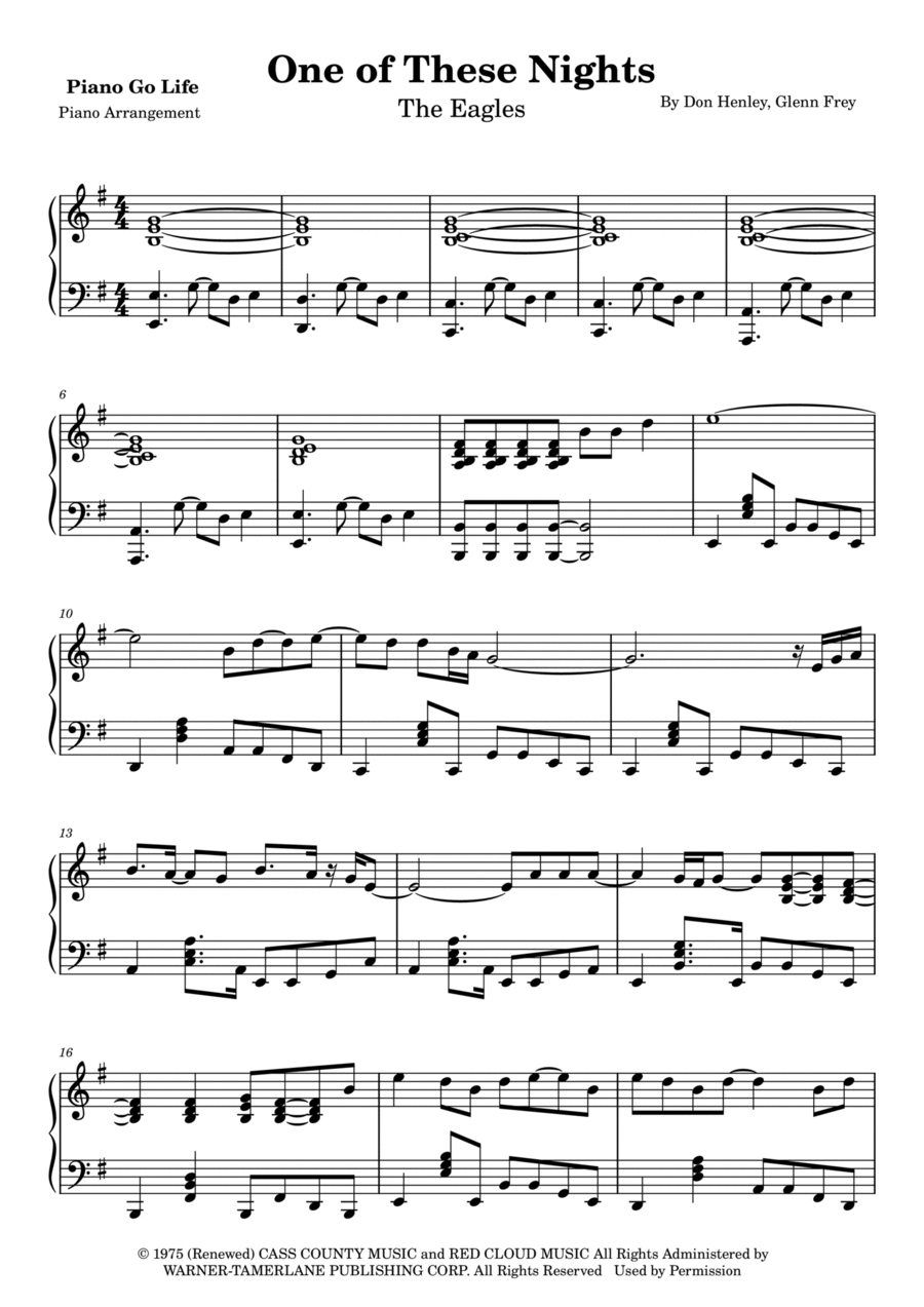 One Of These Nights One Of These Nights Piano Solo scores gallery preview page 1