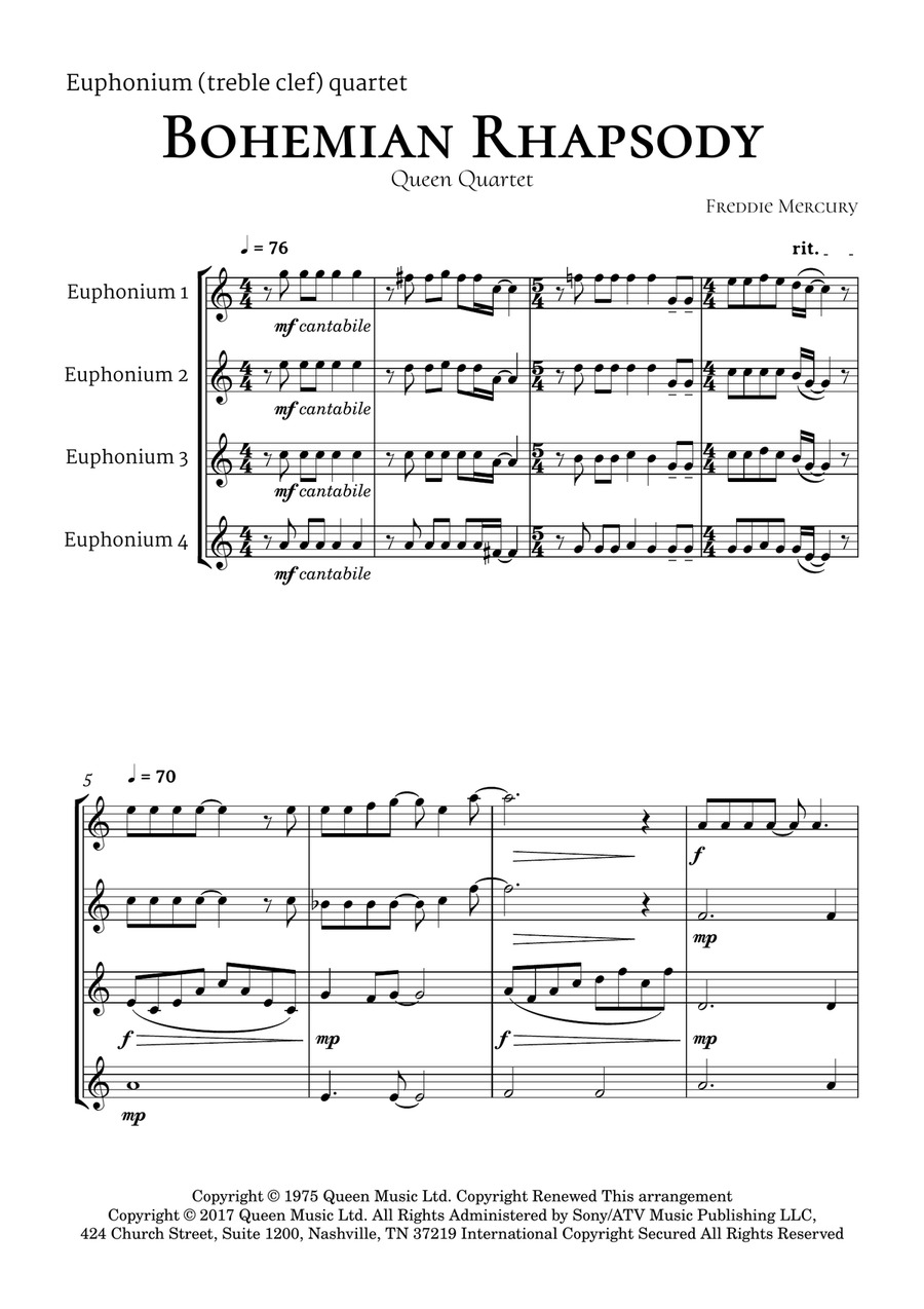 Bohemian Rhapsody Brass Duet scores gallery preview page 2