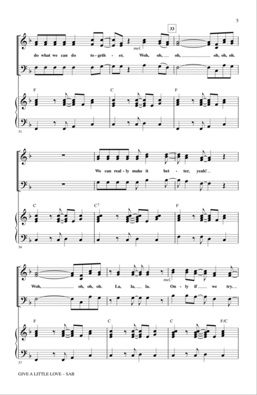 Give A Little Love (arr. Alan Billingsley) 3-Part scores gallery preview page 4