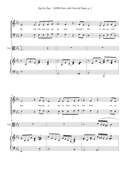 DAY BY DAY (SATB Choir with Viola & Piano - Score & Parts included) image number null