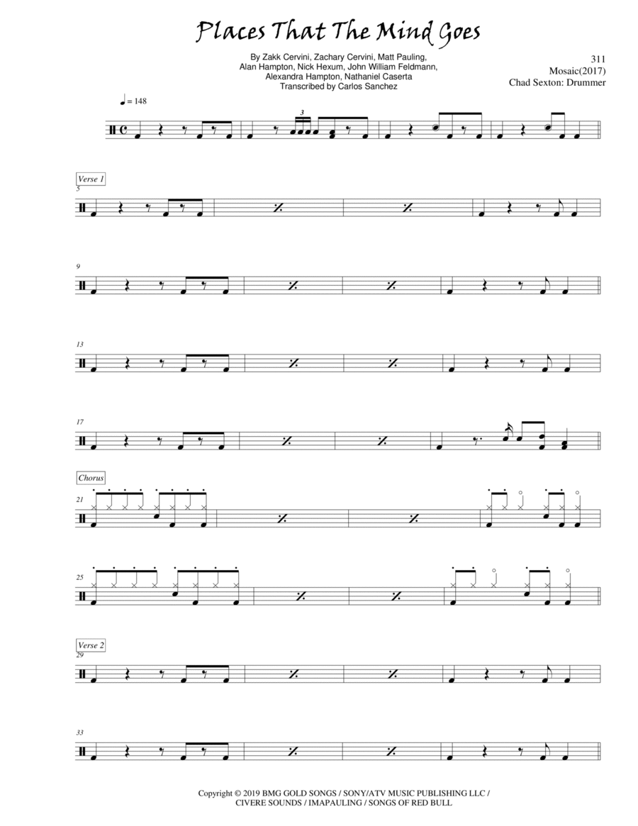 Places That The Mind Goes Drum Set scores gallery preview page 1