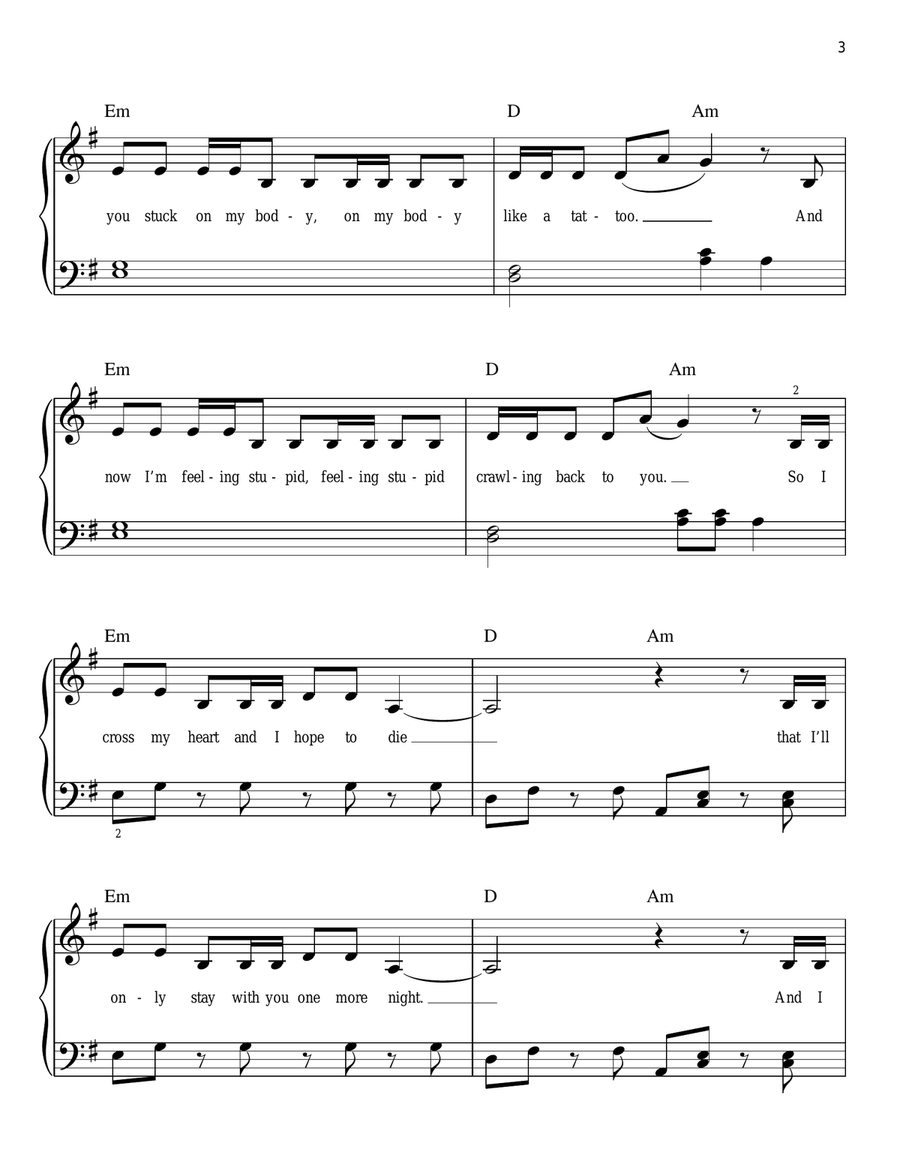 One More Night Easy Piano scores gallery preview page 3