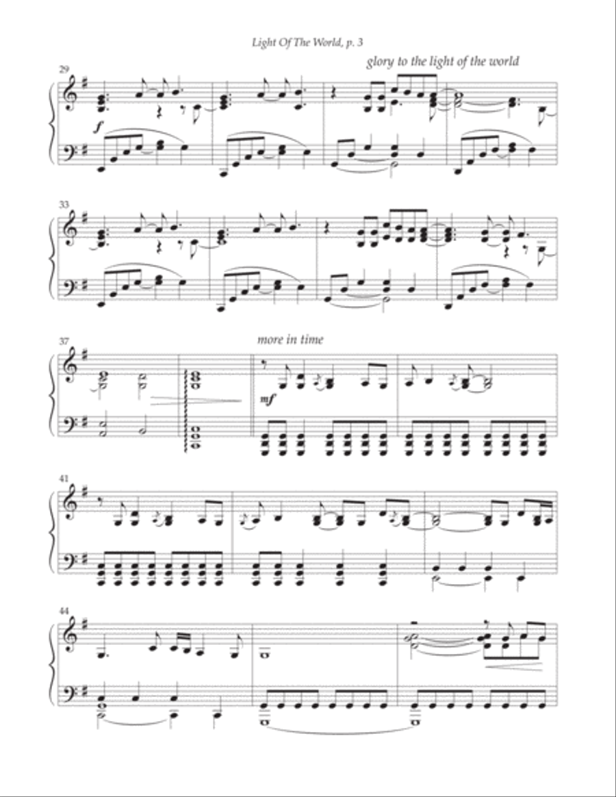 Light Of The World Piano Solo scores gallery preview page 3