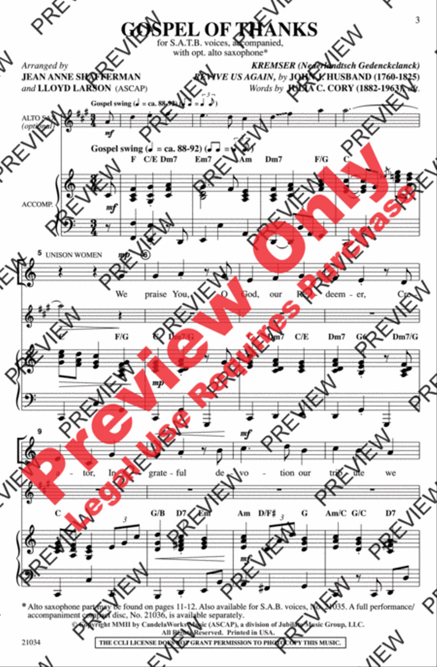 The Gospel of Thanks The Gospel of Thanks 4-Part scores gallery preview page 2