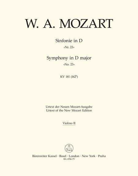 Symphony, No. 23 D major, KV 181 (162b)