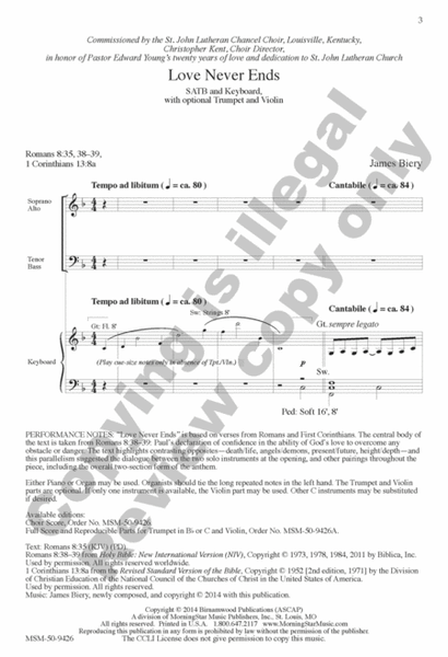 Love Never Ends (Choral Score) image number null