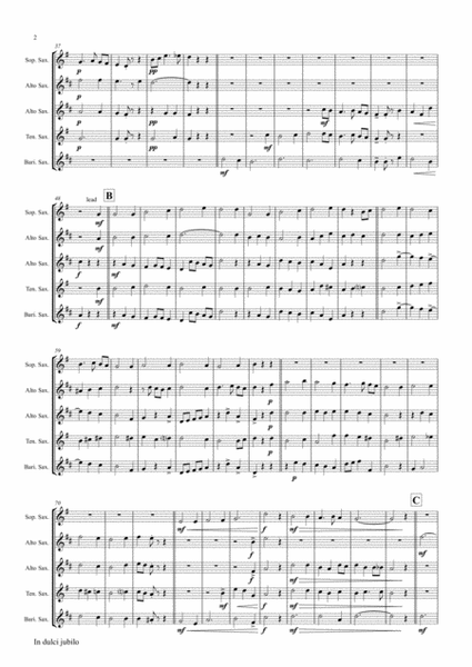 In dulci jubilo - Christmas Song - Jazz Waltz - Saxophone Quintet image number null