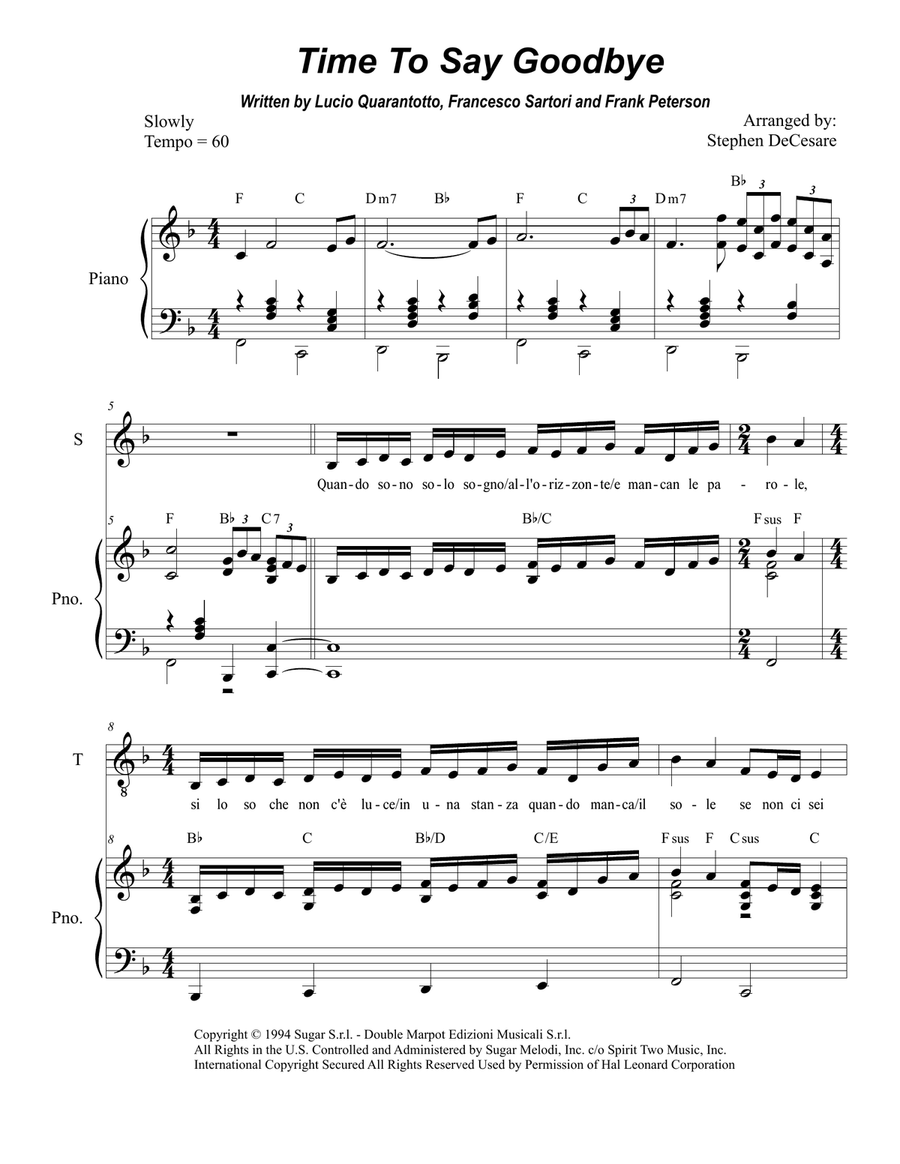 Time To Say Goodbye Vocal Duet scores gallery preview page 1