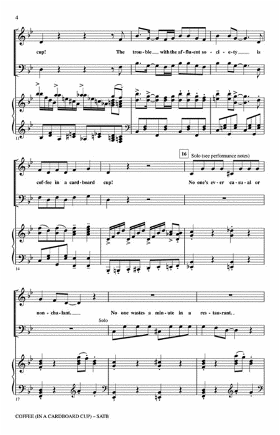 Coffee (In a Cardboard Cup) 4-Part scores gallery preview page 3