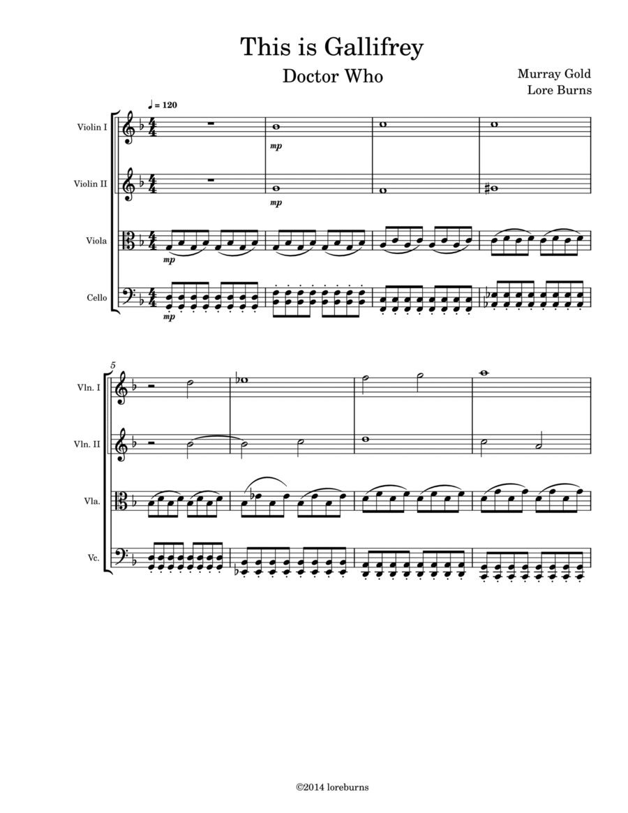 This Is Gallifrey: Our Childhood. Our Home String Quartet scores gallery preview page 1