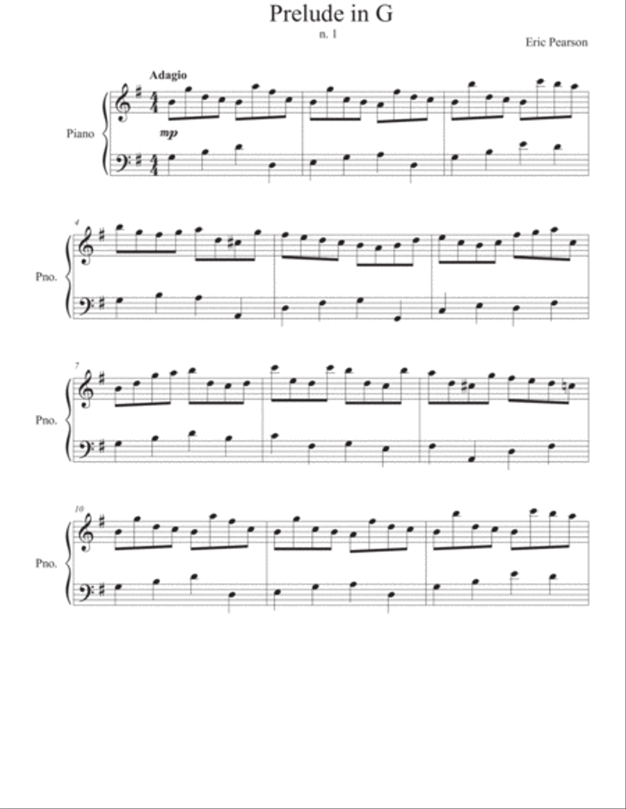 Prelude n.1 in G Major Piano Solo scores gallery preview page 1