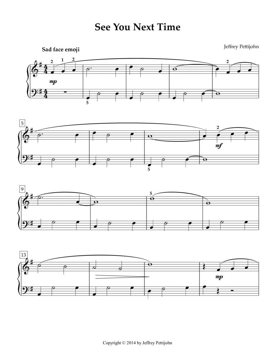 See You Next Time Easy Piano scores gallery preview page 1