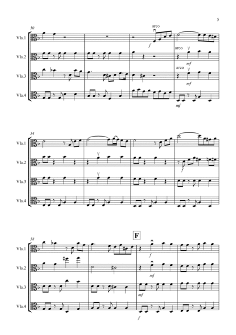 Tasty Tango for Viola Quartet Viola scores gallery preview page 5