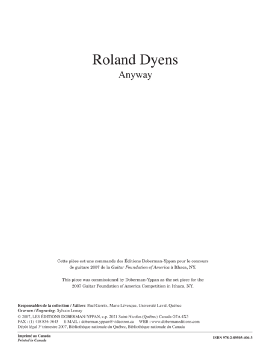 Anyway Classical Guitar scores gallery preview page 1