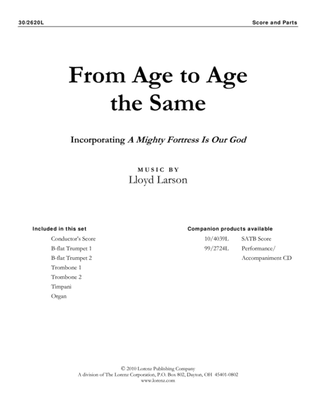 Book cover for From Age to Age the Same - Brass and Timpani Score and Parts