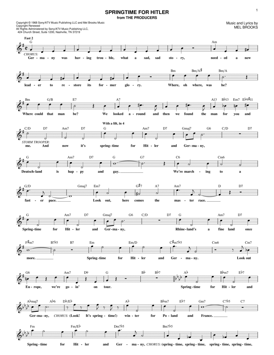 Springtime For Hitler Piano scores gallery preview page 1