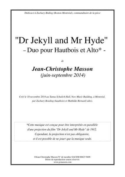 Dr Jekyll and Mr Hyde --- for Oboe and viola --- JCM 2014
