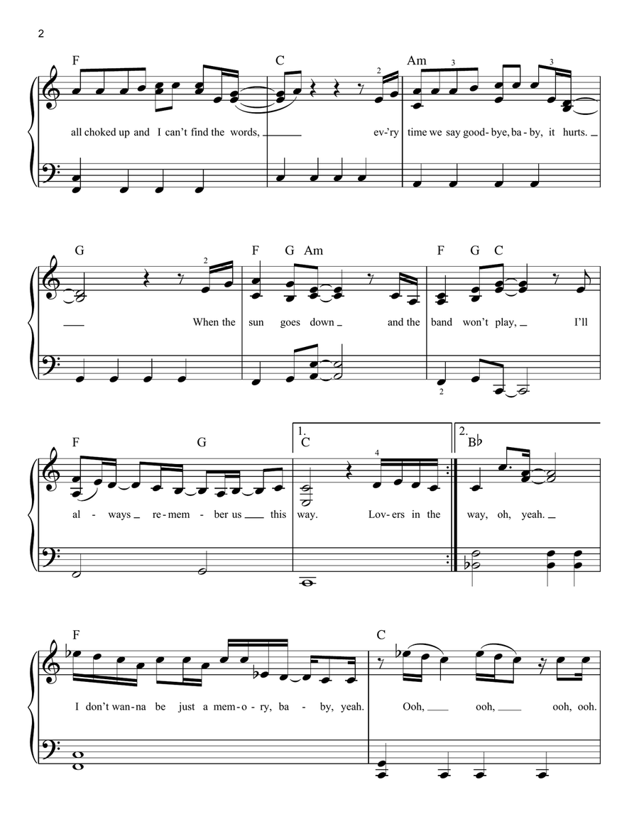 Always Remember Us This Way (from A Star Is Born) Easy Piano scores gallery preview page 2