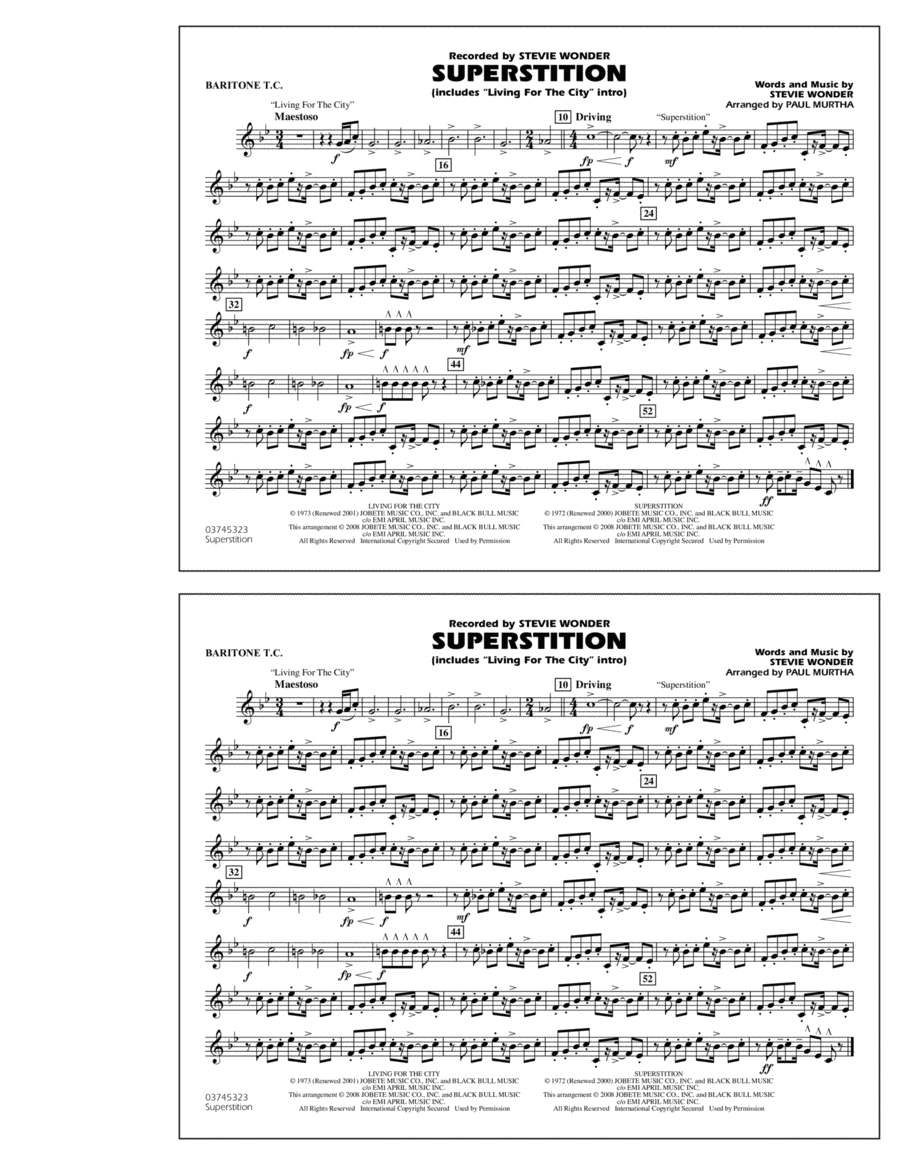 Superstition (includes "Living for the City" Intro) - Baritone T.C.