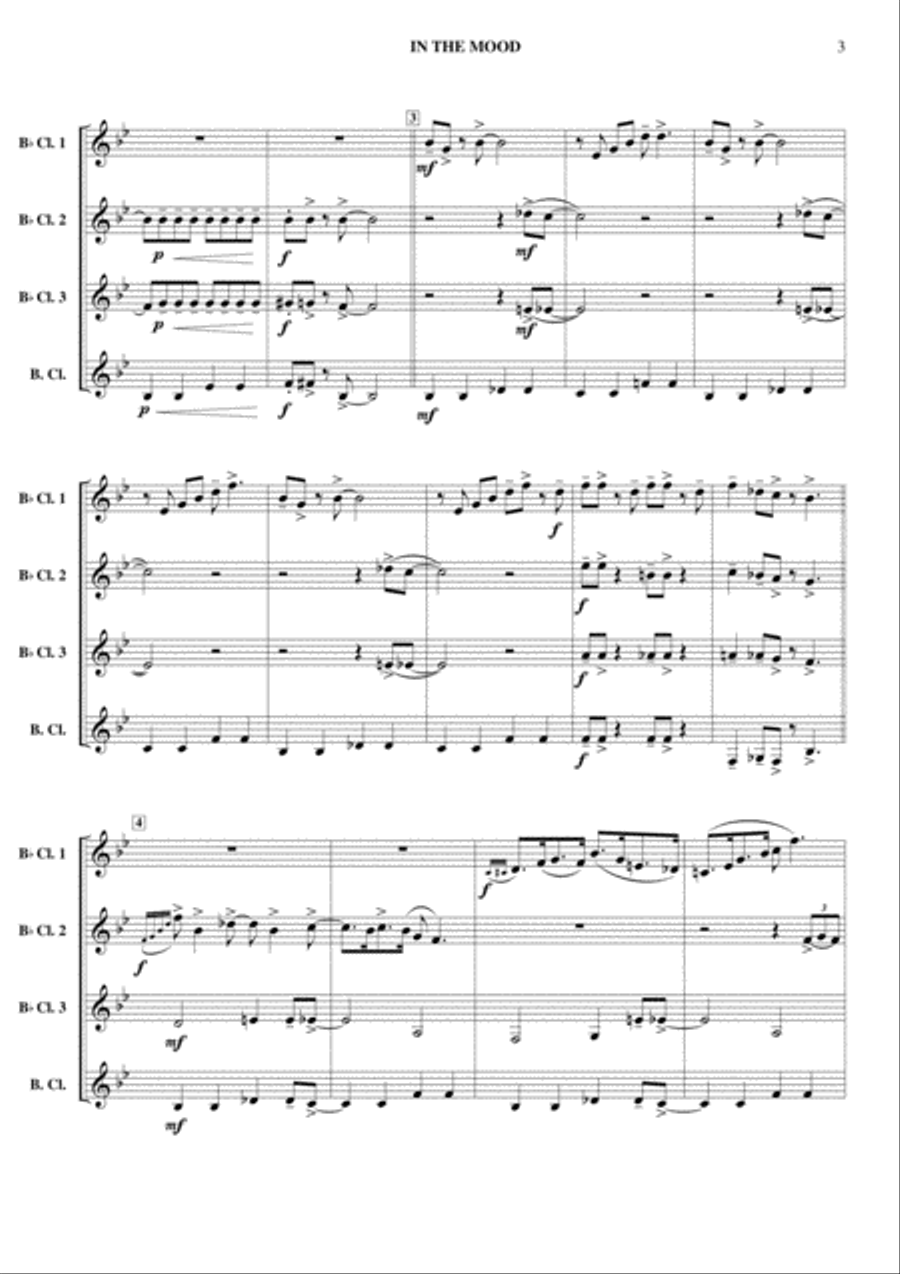 In The Mood Clarinet Quartet scores gallery preview page 4