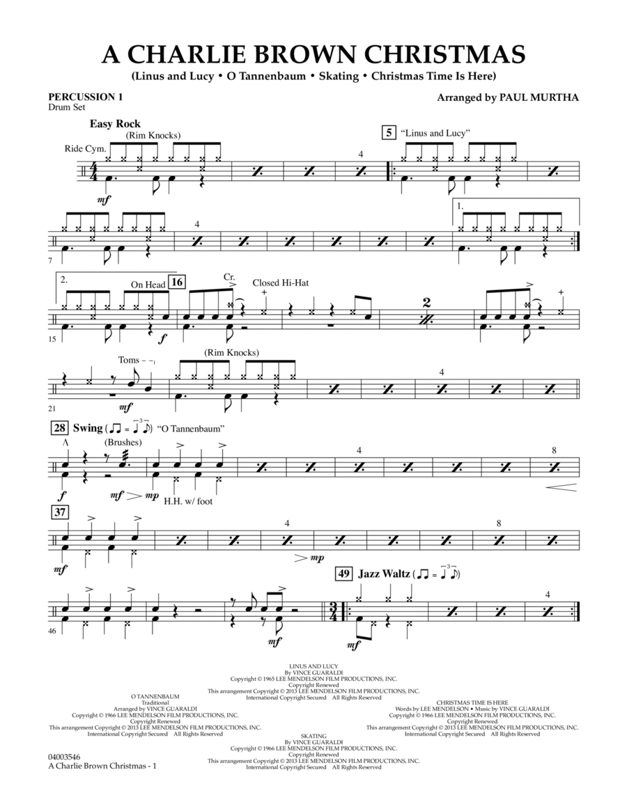 A Charlie Brown Christmas - Percussion 1 Concert Band scores gallery preview page 1