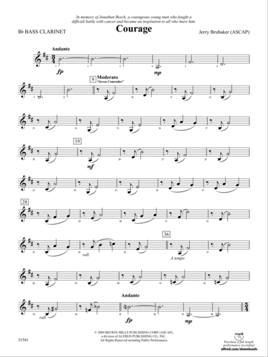 Courage: B-flat Bass Clarinet Full Orchestra scores gallery preview page 1
