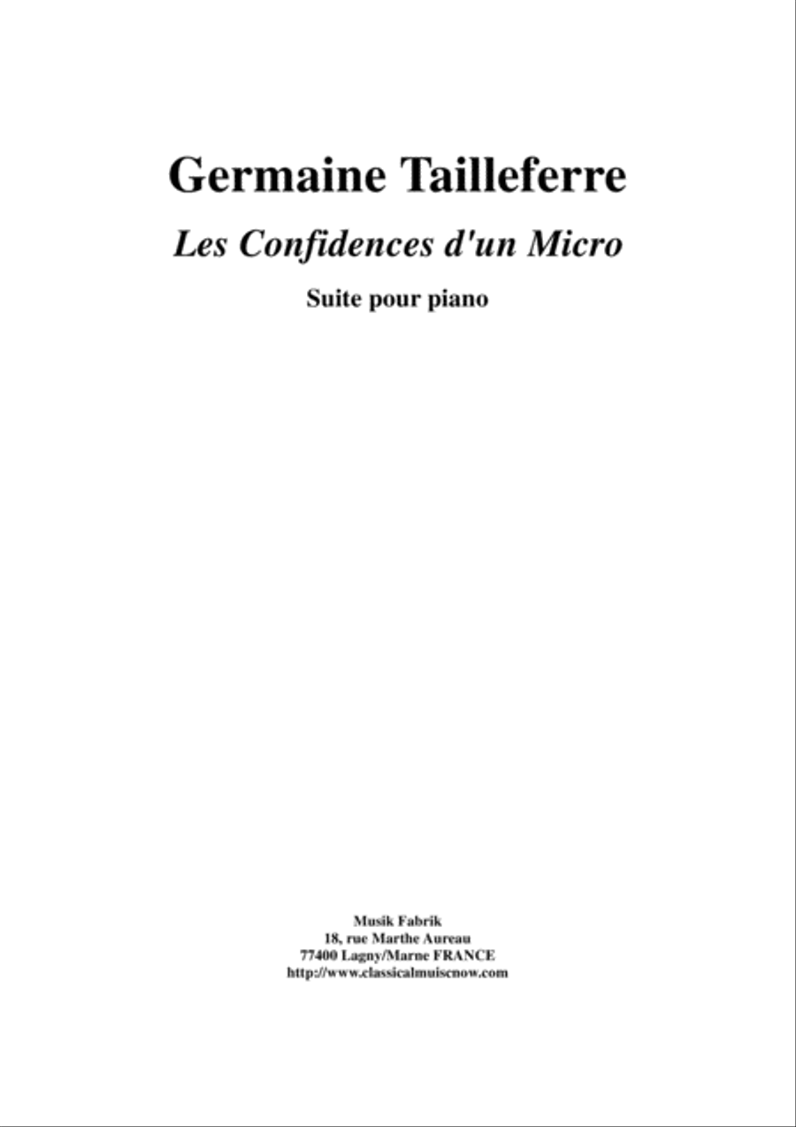Germaine Tailleferre: Les Confidences d'un Micro for piano Piano Solo scores gallery preview page 1