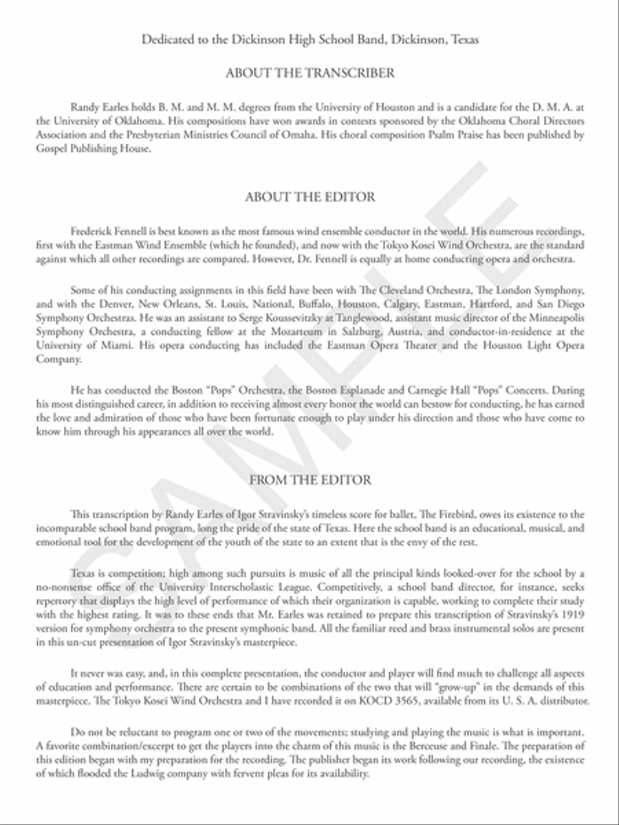 The Firebird Suite for Symphonic Band Concert Band scores gallery preview page 3