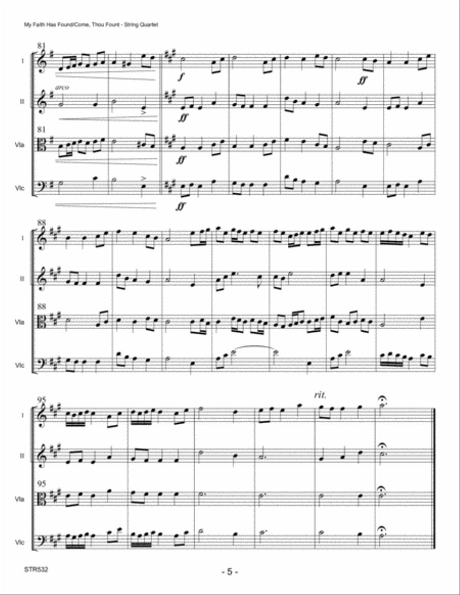 MY FAITH HAS FOUND/COME THOU FOUNT - STRING QUARTET (unaccompanied) A Cappella scores gallery preview page 5