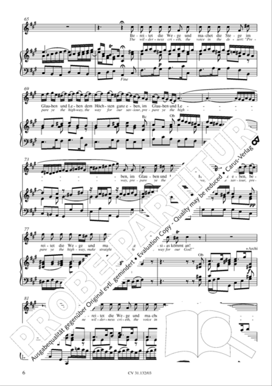 Prepare ye the highway of the Lord (Bereitet die Wege, bereitet die Bahn) 4-Part scores gallery preview page 7