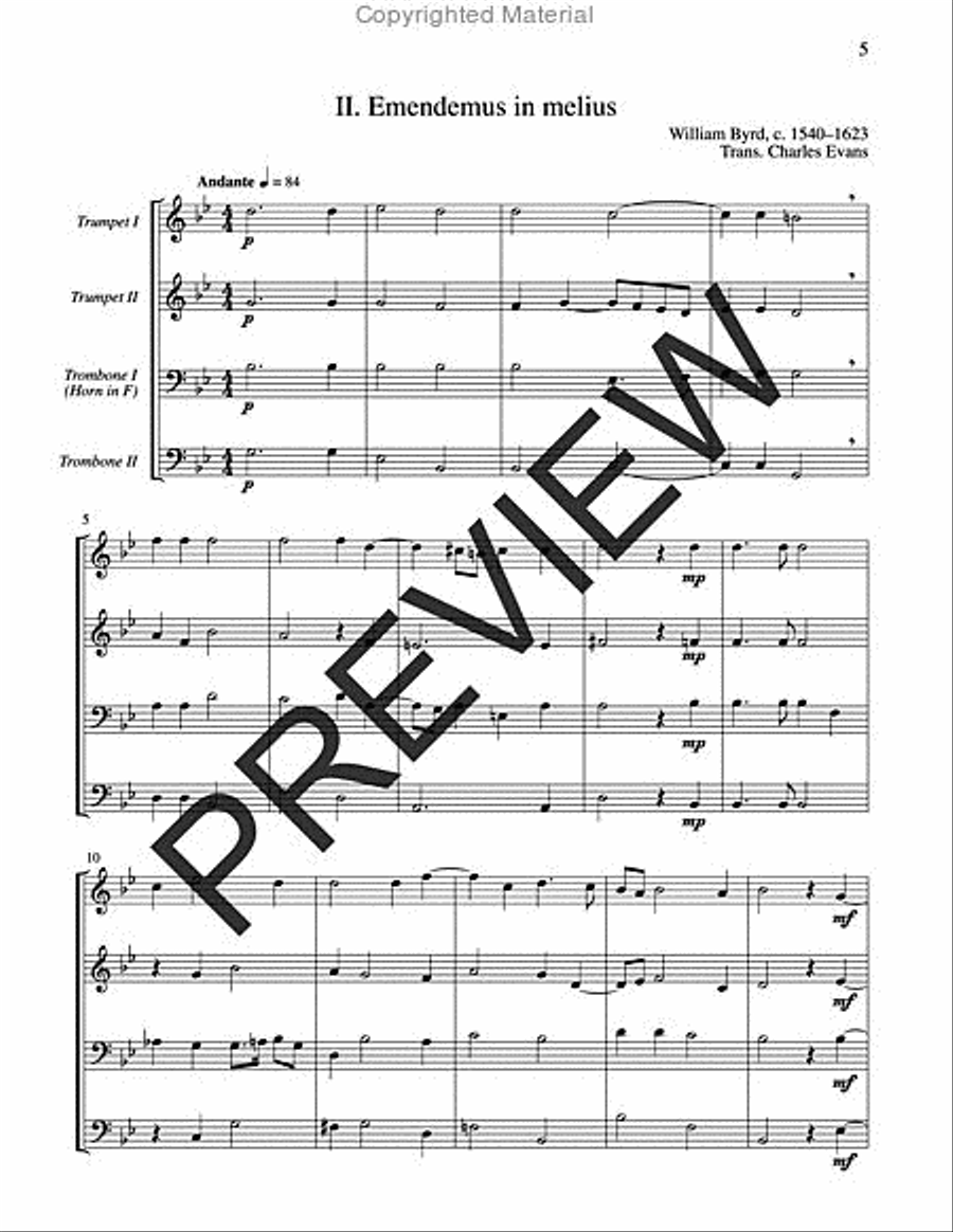 Two Renaissance Motets for Brass Quartet - Volume 1 Brass Quartet scores gallery preview page 5