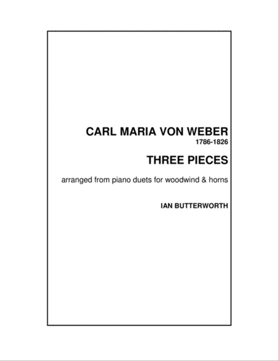 WEBER 3 Pieces for woodwind & horns Horn scores gallery preview page 1